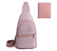 Amexo Sac Bandoulière Homme Femme, Sac de Poitrine avec un Petit Sac de Cartes, Sling Épaule Cross Body Bag Petit Sac à dos Réglable Pour Les Sports de Plein Air Le Camping l'Alpinisme (Violet clair)