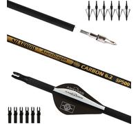 AMEYXGS 30" Flèches en Carbone 300 350 400 500 600 Spine avec Pointes Remplaçables Flèches de Chasse pour Arc à Poulies Arc Recourbé et Arc Long (500 Spine, Marron)