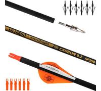 AMEYXGS 30" Flèches en Carbone 300 350 400 500 600 Spine avec Pointes Remplaçables Flèches de Chasse pour Arc à Poulies Arc Recourbé et Arc Long (350 Spine, Orange)