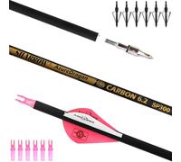 AMEYXGS 30" Flèches en Carbone 300 350 400 500 600 Spine avec Pointes Remplaçables Flèches de Chasse pour Arc à Poulies Arc Recourbé et Arc Long (300 Spine, Rose)