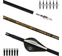 AMEYXGS 30" Flèches en Carbone 300 350 400 500 600 Spine avec Pointes Remplaçables Flèches de Chasse pour Arc à Poulies Arc Recourbé et Arc Long (350 Spine, Marron)