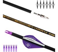 AMEYXGS 30" Flèches en Carbone 300 350 400 500 600 Spine avec Pointes Remplaçables Flèches de Chasse pour Arc à Poulies Arc Recourbé et Arc Long (400 Spine, Violet)