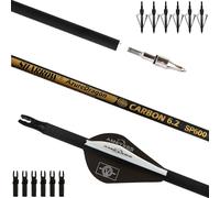 AMEYXGS 30" Flèches en Carbone 300 350 400 500 600 Spine avec Pointes Remplaçables Flèches de Chasse pour Arc à Poulies Arc Recourbé et Arc Long (600 Spine, Marron)