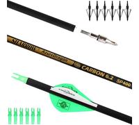 AMEYXGS 30" Flèches en Carbone 300 350 400 500 600 Spine avec Pointes Remplaçables Flèches de Chasse pour Arc à Poulies Arc Recourbé et Arc Long (400 Spine, Vert)