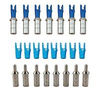 AMEYXGS 50x Encoches de Flèche avec Aluminium Pin Broches en Aluminium Queues de Flèche en Plastique Taille S L pour ID 4.2/6.0/6.2mm Arbre de Flèche (6.2mm, Bleu S)