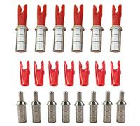 AMEYXGS 50x Encoches de Flèche avec Aluminium Pin Broches en Aluminium Queues de Flèche en Plastique Taille S L pour ID 4.2/6.0/6.2mm Arbre de Flèche (4.2mm, Rouge S)