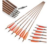 AMEYXGS 6/12x Flèches en Carbone Tir à l'arc 31pouces Flèches de Chasse 340/400/500/600 Spine avec Plumes de Dinde 4" pour Arc Recourbé Arc Compound Entraînement à la Cible (12, Orange, Spine 500)