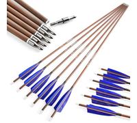 AMEYXGS 6/12x Flèches en Carbone Tir à l'arc 31pouces Flèches de Chasse 340/400/500/600 Spine avec Plumes de Dinde 4" pour Arc Recourbé Arc Compound Entraînement à la Cible (12, Bleu, Spine 500)