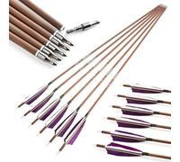 AMEYXGS 6/12x Flèches en Carbone Tir à l'arc 31pouces Flèches de Chasse 340/400/500/600 Spine avec Plumes de Dinde 4" pour Arc Recourbé Arc Compound Entraînement à la Cible (6, Violet, Spine 600)
