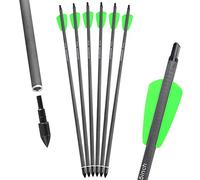 AMEYXGS Boulons d'arbalète de tir à l'arc Flèches d'arbalète en Carbone de 7,5" 15" avec encoches de Lune en Plumes de 2" et Pointe Amovibles pour la Pratique de la Cible 12/24pcs (24pcs, Flèche-15)