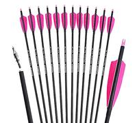 AMEYXGS Flèches Mixtes en Carbone de 31 Pouces Flèches de ciblage/Chasse Spine 500 avec de Vraies Plumes de Dinde de 4 Pouces Convient aux arcs Classiques et aux arcs Longs Traditionnels (6pcs)