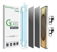 amFilm 2+2 Pièces Protection écran de Verre Trempé de Confidentialité pour Samsung Galaxy S25 Ultra 5G, avec Protecteurs d'objectif de Caméra [Anti-Espion et Protection de la Vie privée]