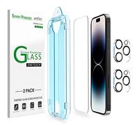 amFilm OneTouch Lot de 2 films de protection d'écran compatibles avec iPhone 14 Pro Max (6,7") 2022 avec protecteur d'objectif d'appareil photo, installation facile, compatible Dynamic Island, sans