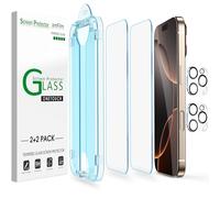 amFilm Verre Trempé pour iPhone 16 PRO Max 6.9", OneTouch 2 Pièces Protection D'écran avec Protecteurs d'objectif de Caméra, étui Compatible