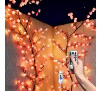 AMFUN 1.2M Guirlande Lumineuse Branche de Cerisier, 48 LED Arbre Lumineux Interieur Fleur de Cerisier avec Télécommande, Minuterie, 8 Modes d'Éclairage, Décorations pour Chambre, Art Mural, Noël