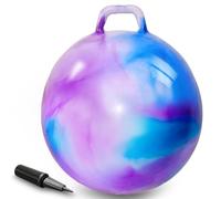 AMFUN 18 Pouces Ballon Sauteur pour Enfants, 45cm Gonflable Balle Trémie avec Poignée, Capacité de Charge Max. 90KG pour Enfants Dès 3 Ans Intérieur & Extérieur (Bleu-Violet)