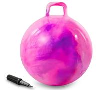 AMFUN 22 PoucesBallon Sauteur pour Enfants, 55cm Gonflable Balle Trémie avec Poignée, Capacité de Charge Max. 90KG pour Enfants Dès 3 Ans Intérieur & Extérieur (Rose-Violet)