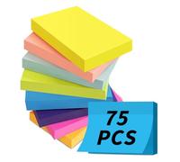 AMFUN 24 Blocs Notes Autocollantes Super Sticky, 51mm x 36mm Notes Sticky, 75 Feuilles par Bloc, 8 Couleurs, Feuillets Super Adhésifs pour Rappels, Listes de Tâches et Prise de Notes(1800 Feuillets)