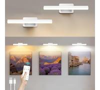 AMFUN 2PCS Applique Murale pour Tableaux, 4500mAh Lampe LED sans Fil pour Cible de Fléchettes, Eclairage Tableau LED Sans Fil avec Télécommande, 3 Températures de Couleur et Fonction Minuterie (Blanc)