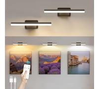 AMFUN 2PCS Applique Murale pour Tableaux, 4500mAh Lampe LED sans Fil pour Cible de Fléchettes, Eclairage Tableau LED Sans Fil avec Télécommande, 3 Températures de Couleur et Fonction Minuterie (Noir)