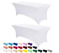 AMFUN 2PCS Nappes Extensibles, Kitchen Nappe Rectangulaire Table, Couverture de Table en Polyester et Spandex, Nappe Lavable Infroissable Machine pour Bar Table Événements Fêtes122*76*76CM (Blanc)4FT