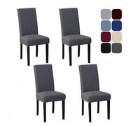 AMFUN 4 Pieces Housse de Chaise, Housse de Chaise Extensible, Amovible Lavable Moderne Couverture de Chaise, Lavable Moderne Durable Chaise pour Hotel Restaurant Fete Banquet Decoration, Gris