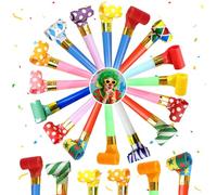 AMFUN 45PCS Souffleur de Fête Multicolore, Jouet de Sifflet de Corne, Sifflet Anniversaire Fête pour Fête, Fête d'anniversaire, Graduation, Banquet (Motif)