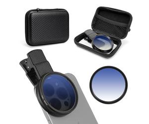 AMFUN 52mm Filtre CPL, Filtre Polarisant Circulaire Réduction des Reflets et des Éblouissements,Adaptateur à Clipser pour iPhone, Samsung et Autres Smartphones