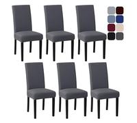 AMFUN 6 Pieces Housse de Chaise, Housse de Chaise Extensible, Amovible Lavable Moderne Couverture de Chaise, Lavable Moderne Durable Chaise pour Hotel Restaurant Fete Banquet Decoration, Gris
