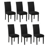 AMFUN 6 Pieces Housse de Chaise, Housse de Chaise Extensible, Amovible Lavable Moderne Couverture de Chaise, Lavable Moderne Durable Chaise pour Hotel Restaurant Fete Banquet Decoration, Noir