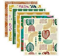AMFUN 6PCS Chiffons Éponge Réutilisables en Fibre de Bois, 20cm x 17cm Torchons pour Cuisine en Fibre de Bois, 6 Motifs Mélangés, Lavettes Suédoises Absorbantes pour Cuisine, Vaisselle, Nettoyage
