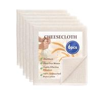 AMFUN 6PCS Etamine Alimentaire, 50 x 50cm Étamine Tissu En Coton, Lavable Toile à Fromage Coton Respirable pour Lait de Noix, Beurre, Jus, Yaourt, Thé, Tofu