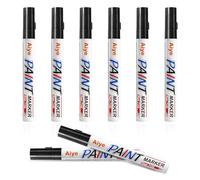 AMFUN 8PCS Marqueur Acrylique, 2mm Pointe Ronde Acrylic Paint Marker, Feutre Imperméable pour le Papier Kraft, la Peinture sur Roche, Verre, Céramique, Bois, Métal, Peindre sur la Toile (Noir)