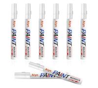 AMFUN 8PCS Marqueur Acrylique, 2mm Pointe Ronde Acrylic Paint Marker, Feutre Imperméable pour le Papier Kraft, la Peinture sur Roche, Verre, Céramique, Bois, Métal, Peindre sur la Toile (Blanc)