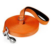 AMFUN Laisse Chien, 5m, 10m, 18m, Longe Nylon Extra Long pour Chien avec Poignée, pour Moyens et Grands Chiens, pour Dressage, Promenade et Sorties au Bord de Mer (Orange-18M)