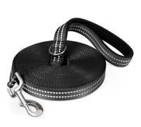 AMFUN Laisse Chien, 5m, 10m, 18m, Longe Nylon Extra Long pour Chien avec Poignée, pour Moyens et Grands Chiens, pour Dressage, Promenade et Sorties au Bord de Mer (Noir-5M)