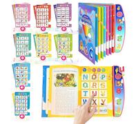 AMFUN Livre Sonore éducatif Ludique pour Apprendre l'anglais Interactif, Livre Intelligent pour Enfants, Enfant l'anglais Machine de Lecture, Chiffres, Lettres, Mots, Formes (Rose)