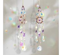 AMFUN Lot de 2 Attrape-Soleils en Cristal, Suncatcher Pendentif, Lune Cristal Ornement Capteur pour Les Jardin, Fenêtres, Mariage, Chambre