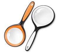 AMFUN Lot de 2 Loupe de Lecture en Verre 10X, Loupe Grossissante à Main pour Journaux, Lecture de Livres Scientifiques, Insectes, Observations et Travaux Manuels (Noir-Orange+Noir-Blanc)