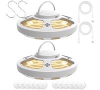 AMFUN Lot de 2 Piège à Puces, Piège à Lumière Anti-Puces à LED 4 Modes avec 12 Autocollants de Capture, UV Lampe Tue Mouche Electrique, Lampe Piège À Puces avec 2 Crochets(Blanc)