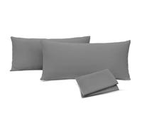 AMFUN Lot de 2 Taie Oreiller, 40 * 80cm Taie d'oreiller Rectangulaire avec Fermeture Éclair, Microfibre Brossée Ultra Douce, Respirante, Infroissable, Résistante à la Décoloration et Aux Taches (Gris