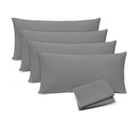 AMFUN Lot de 4 Taie Oreiller, 40 * 80cm Taie d'oreiller Rectangulaire avec Fermeture Éclair, Microfibre Brossée Ultra Douce, Respirante, Infroissable, Résistante à la Décoloration et Aux Taches (Gris