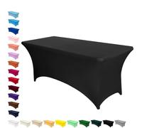 AMFUN Nappes Extensibles, Kitchen Nappe Rectangulaire Table, Couverture de Table en Polyester et Spandex, Nappe Lavable et Infroissable Machine pour Bar Table Événements Fêtes122*76 * 76CM (Noir) 4FT