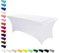 AMFUN Nappes Extensibles, Kitchen Nappe Rectangulaire Table, Couverture de Table en Polyester et Spandex, Nappe Lavable Infroissable Machine pour Bar Table Événements Fêtes122*76 * 76CM (Blanc) 4FT