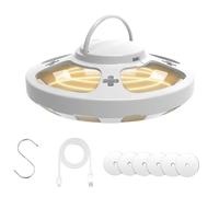 AMFUN Piège à Puces, Piège à Lumière Anti-Puces à LED 4 Modes avec 6 Autocollants de Capture, UV Lampe Tue Mouche Electrique, Lampe Piège À Puces avec 1 Crochets(Blanc)
