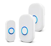 AMFUN Sonnette sans Fil, Sonnette étanche, Alimentation par Batterie, Facile à Installer, 32 Tonalités de Carillon et 4 Réglages de Volume-Blanc