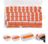 Amfuujoy Kit de 90 connecteurs de fils à levier, écrous de fil compacts à 2/3/5 ports, connecteurs électriques à épissure rapide pour fils flexibles solides toronnés 24 à 12 AWG, pour bricolage