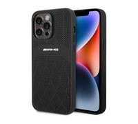 AMG iPhone 14 Pro Max Housse, Noir - Cuir Lignes courbes MagSafe