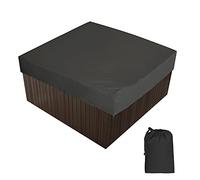 AMGJ Bache d'extérieur pour Spa Housse de Bain à Remous Carrée Etanche Couverture de Spa en Tissu Polyester 190T Anti-poussière Anti-UVavec Un Sac de Rangement 7 Tailles au Choix,Noir,231x231x30cm