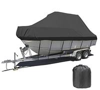 AMGJ Housse de Bateau pour Bateau à Toit Rigide/T-Top, 210D Marine de Qualité Oxford Material avec Corde Fixe, Etanche Housse/Bache de Protection Bateaux Remorque,Noir,21~23FT: 883 x 550cm